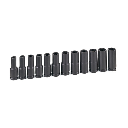 GREY PNEUMATIC SKT SET 1/2"DR 12PC METRIC DEEP MAGNETIC GP1512MDG